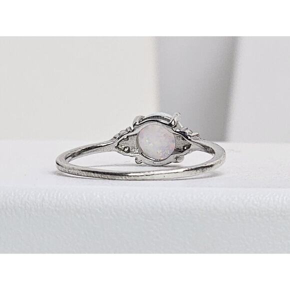 925 Sterling Silver Rings (2) Pink CZ Halo Size 9 - & Faux Opal & CZ Size 9.25 - Picture 10 of 13